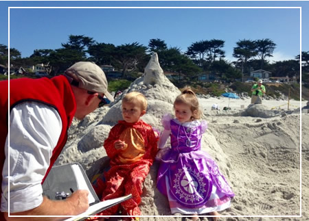 bobby judging a sand castle contest on carmel beach